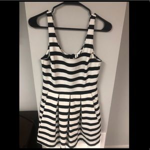 Fit and flare black and white stripped dress
